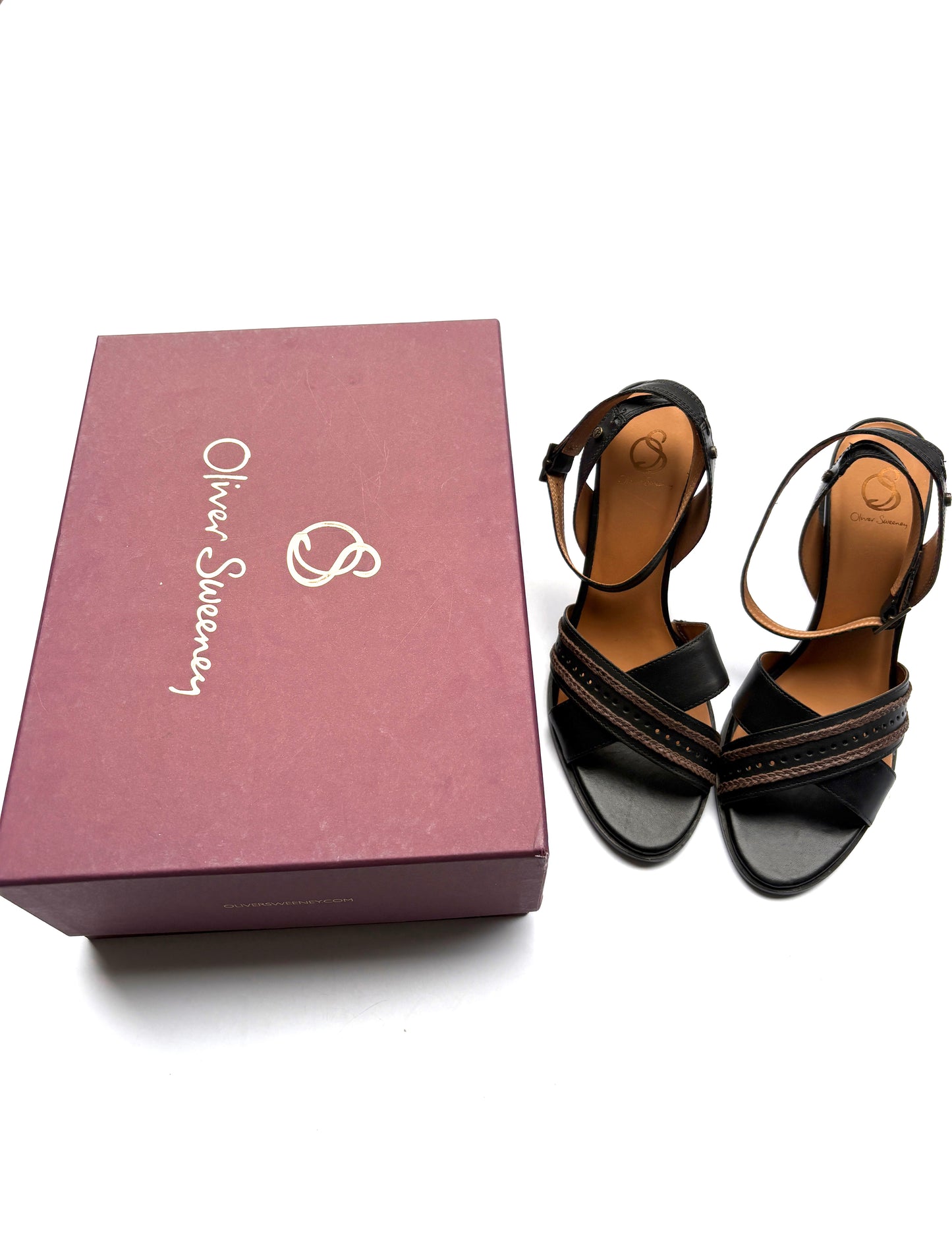 New With Box Oliver Sweeney Poia Black Heeled Sandal UK 7