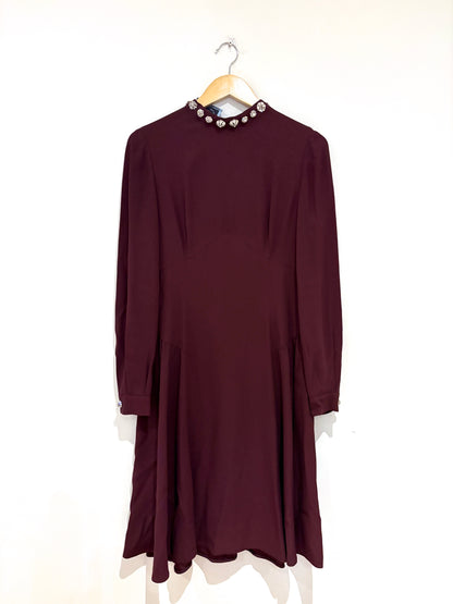 Prada Burgundy Dress wth Gem Neckline