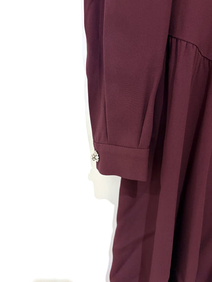Prada Burgundy Dress with Gem Neckline UK 12