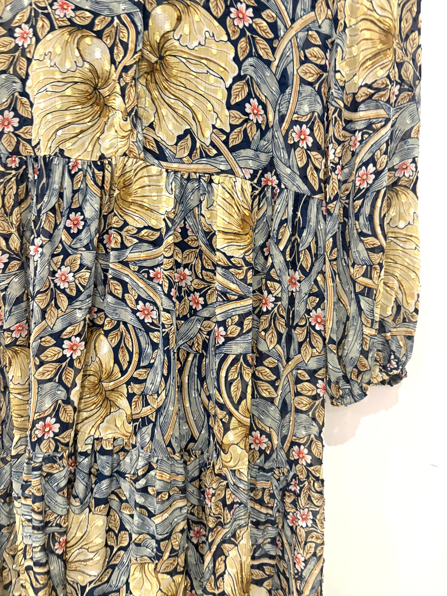 H&M x William Morris Floral Textured Dress UK 4