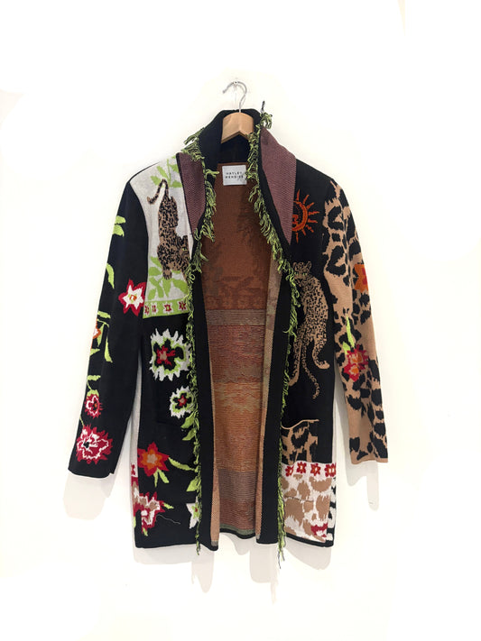 hayley leopard cotton jacquard cardigan