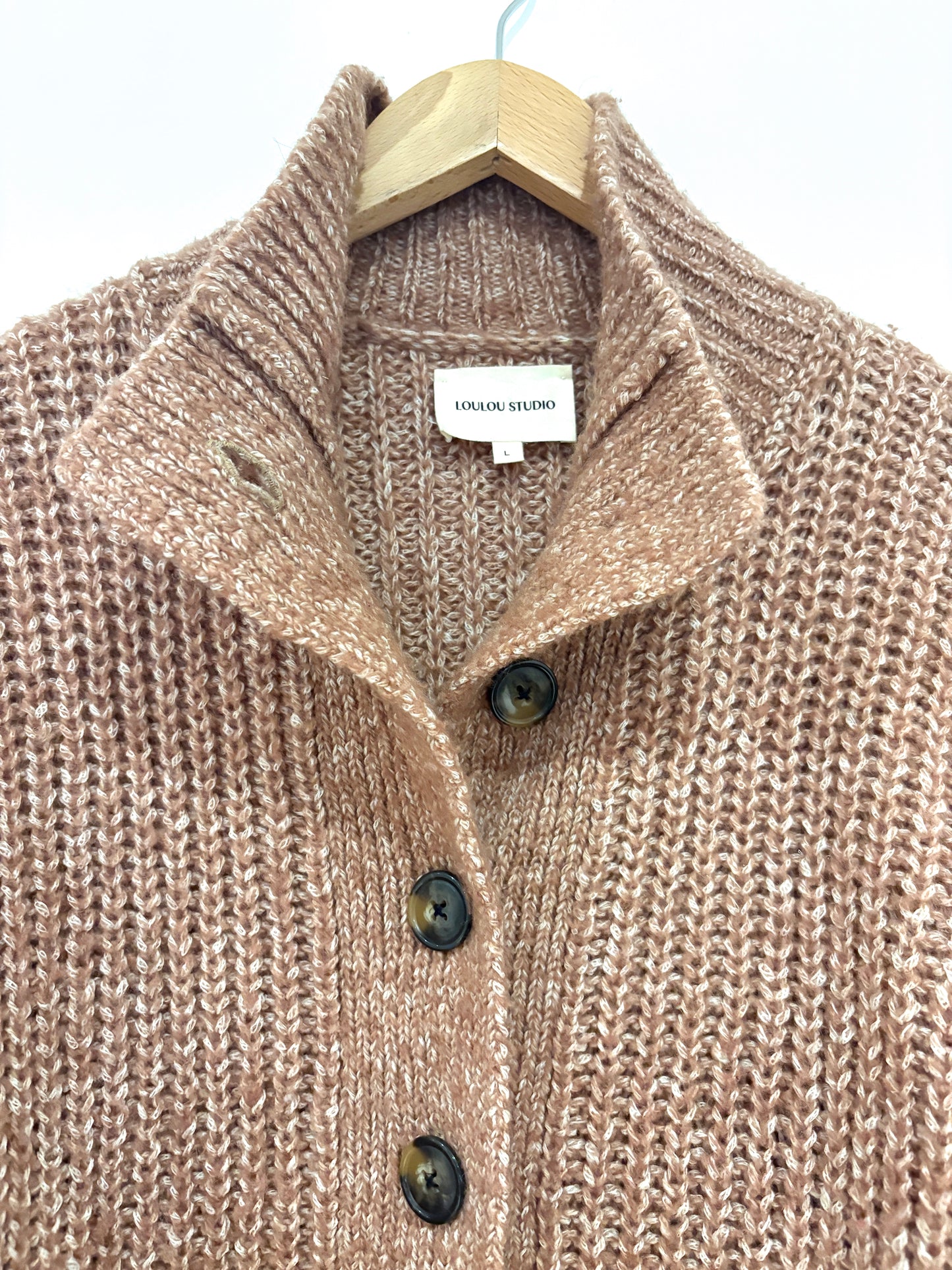 Loulou Studio Wool Light Brown Knit Cardigan L