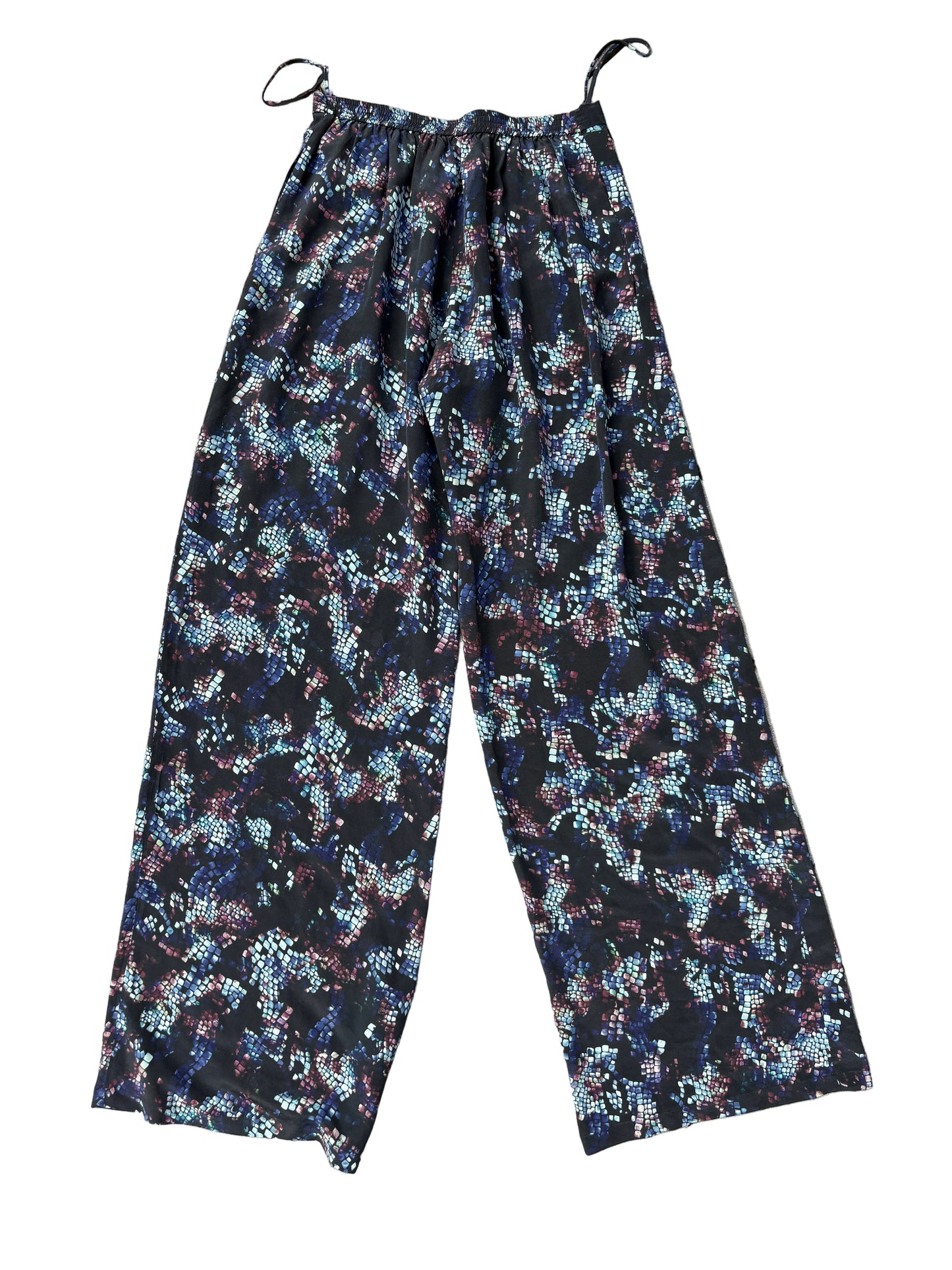 Saloni Silk Print Straight Trousers UK 8