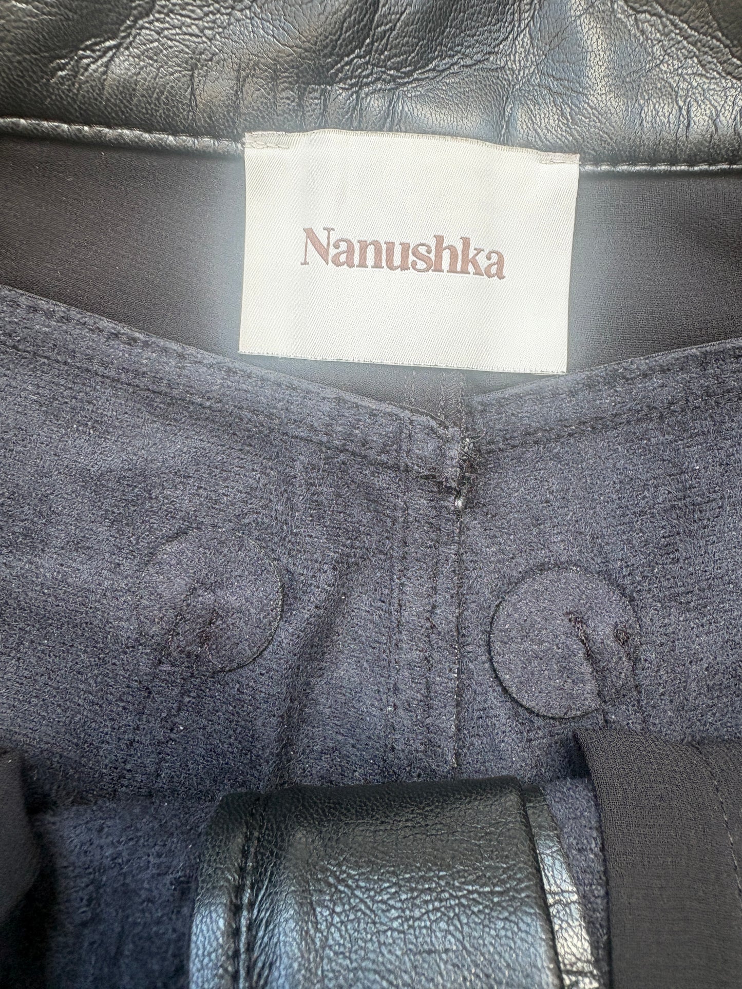 Nanushka Vegan Leather Straight Leg Trousers S
