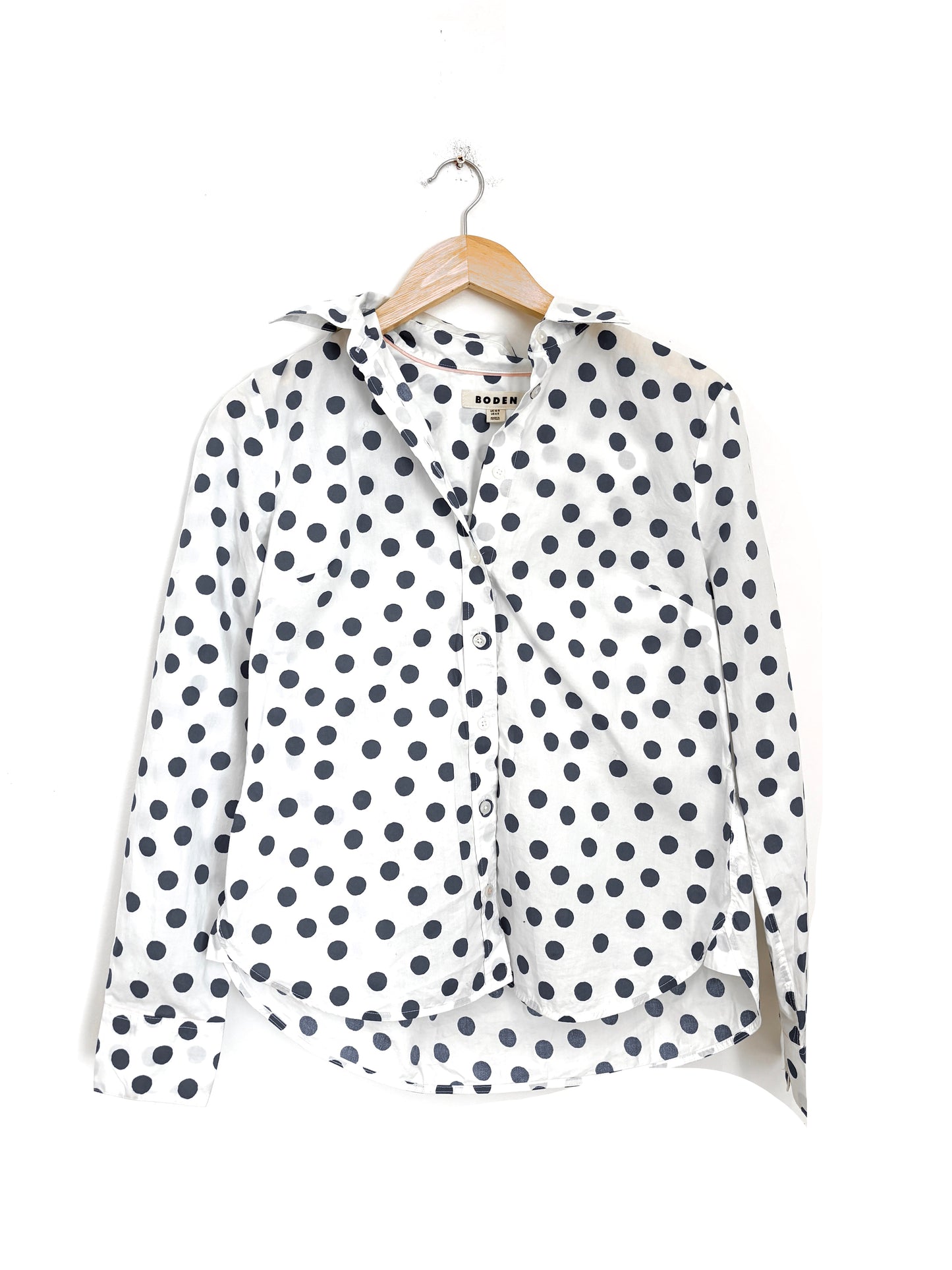 Boden White & Blue Polka Dot Shirt UK 6-8