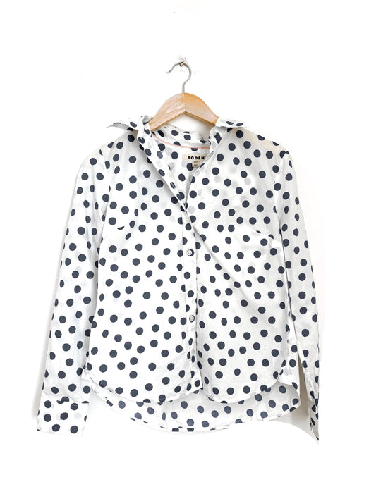 Boden White & Blue Polka Dot Shirt UK 6-8
