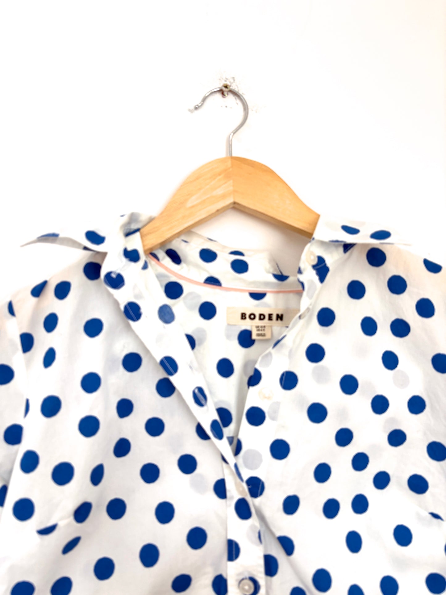 Boden White & Blue Polka Dot Shirt UK 6-8