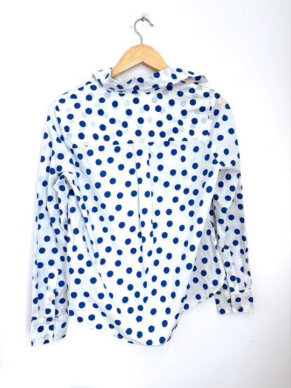 Boden White & Blue Polka Dot Shirt UK 6-8