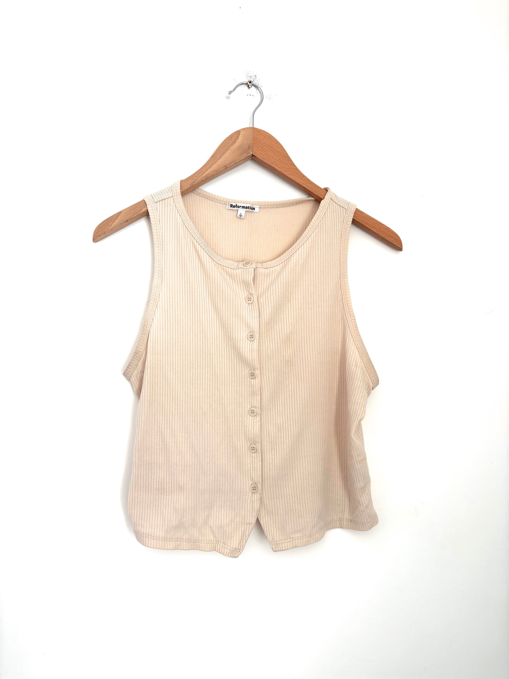 Reformation ribbed cream camisole