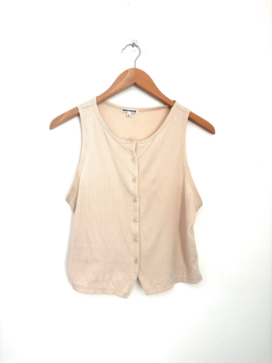 Reformation ribbed cream camisole