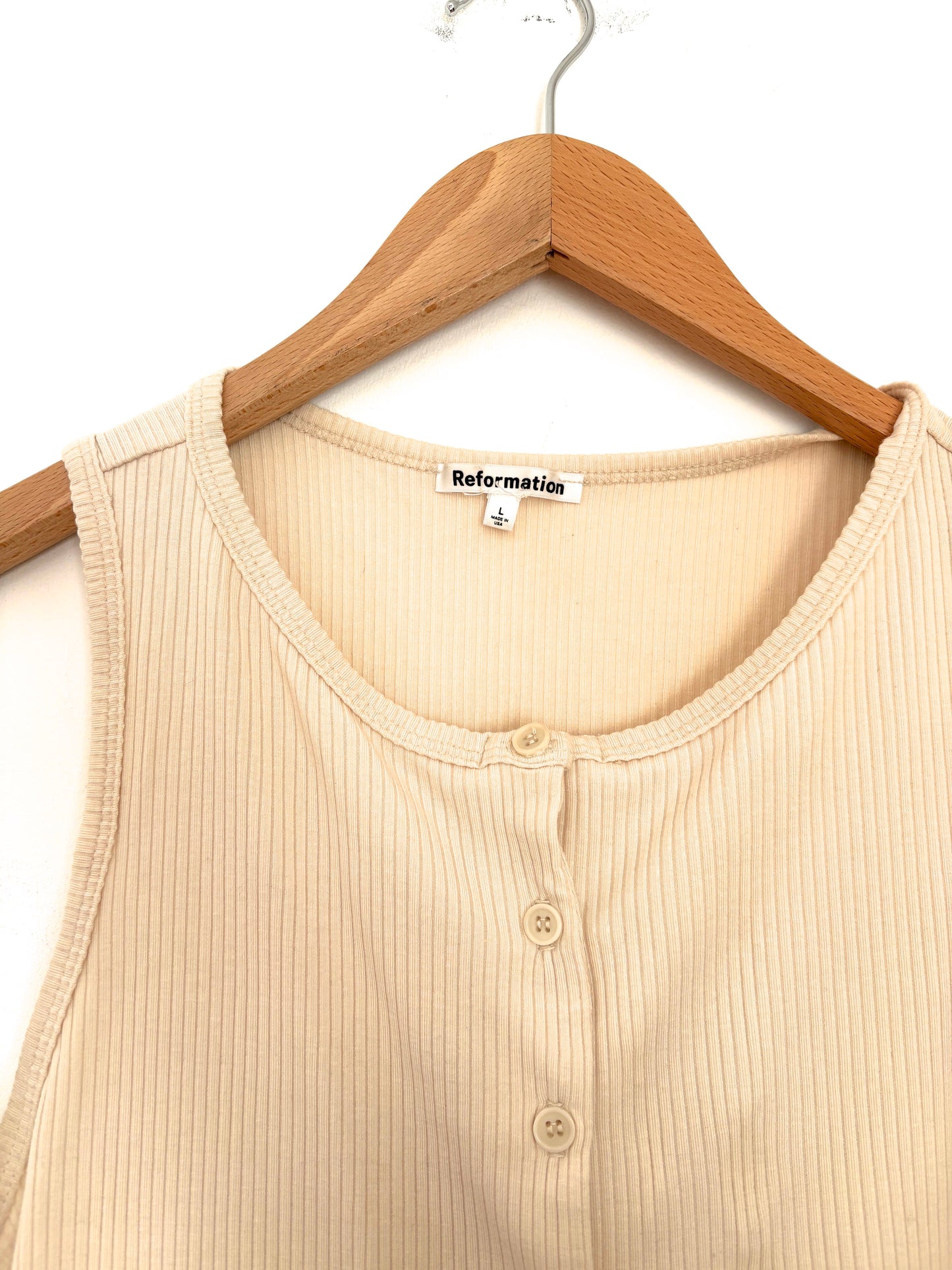 Reformation Cream Ribbed tank L