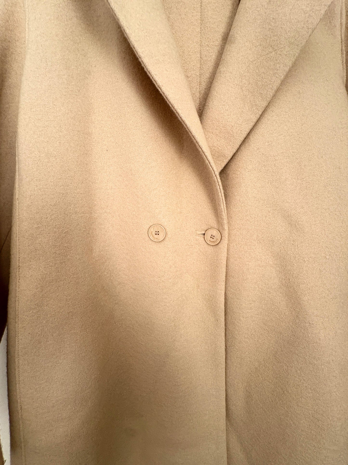 Marella Beige Felt Wool Coat UK 12