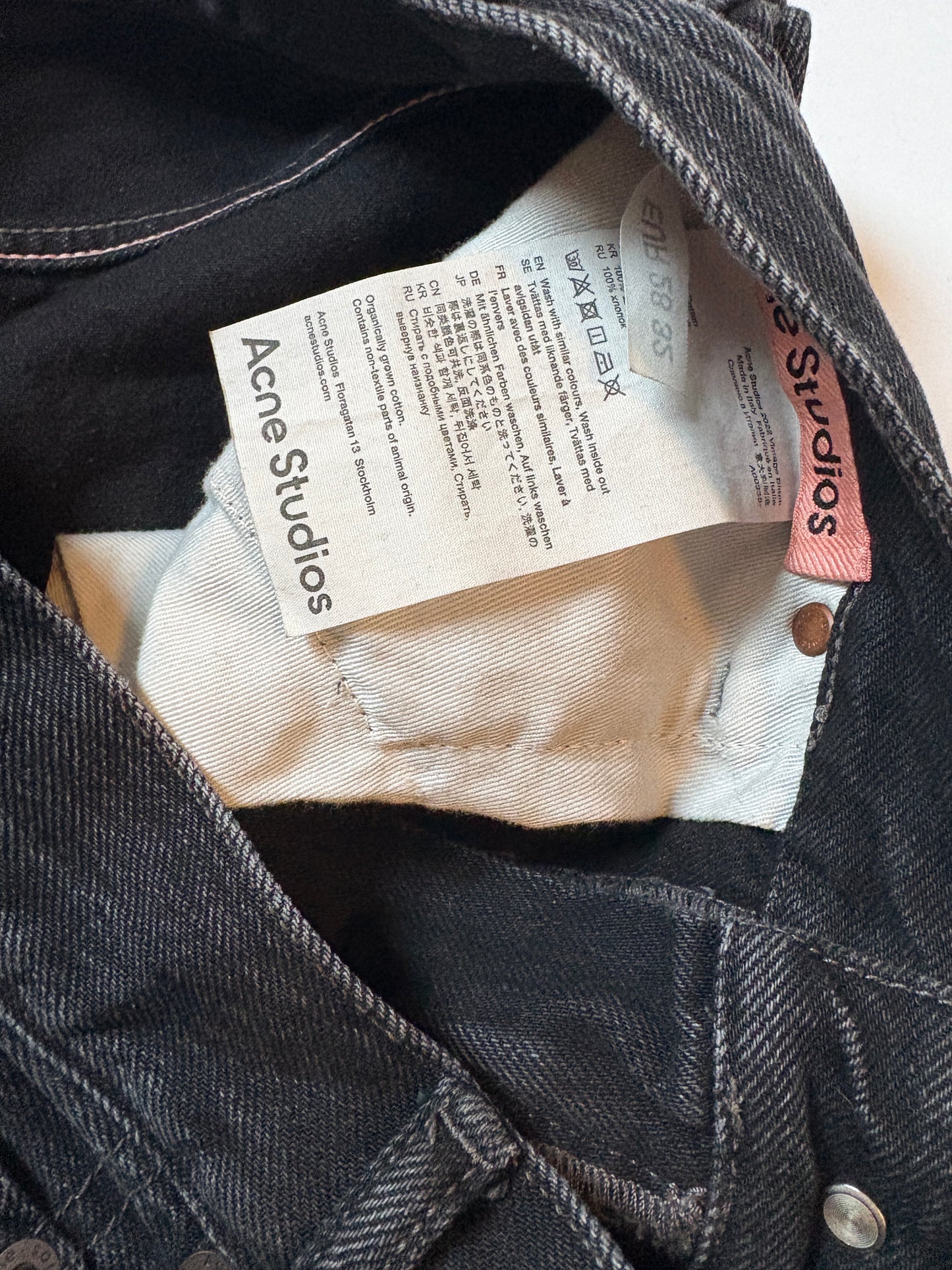 Acne Faded Black Wide Leg Jeans 28"