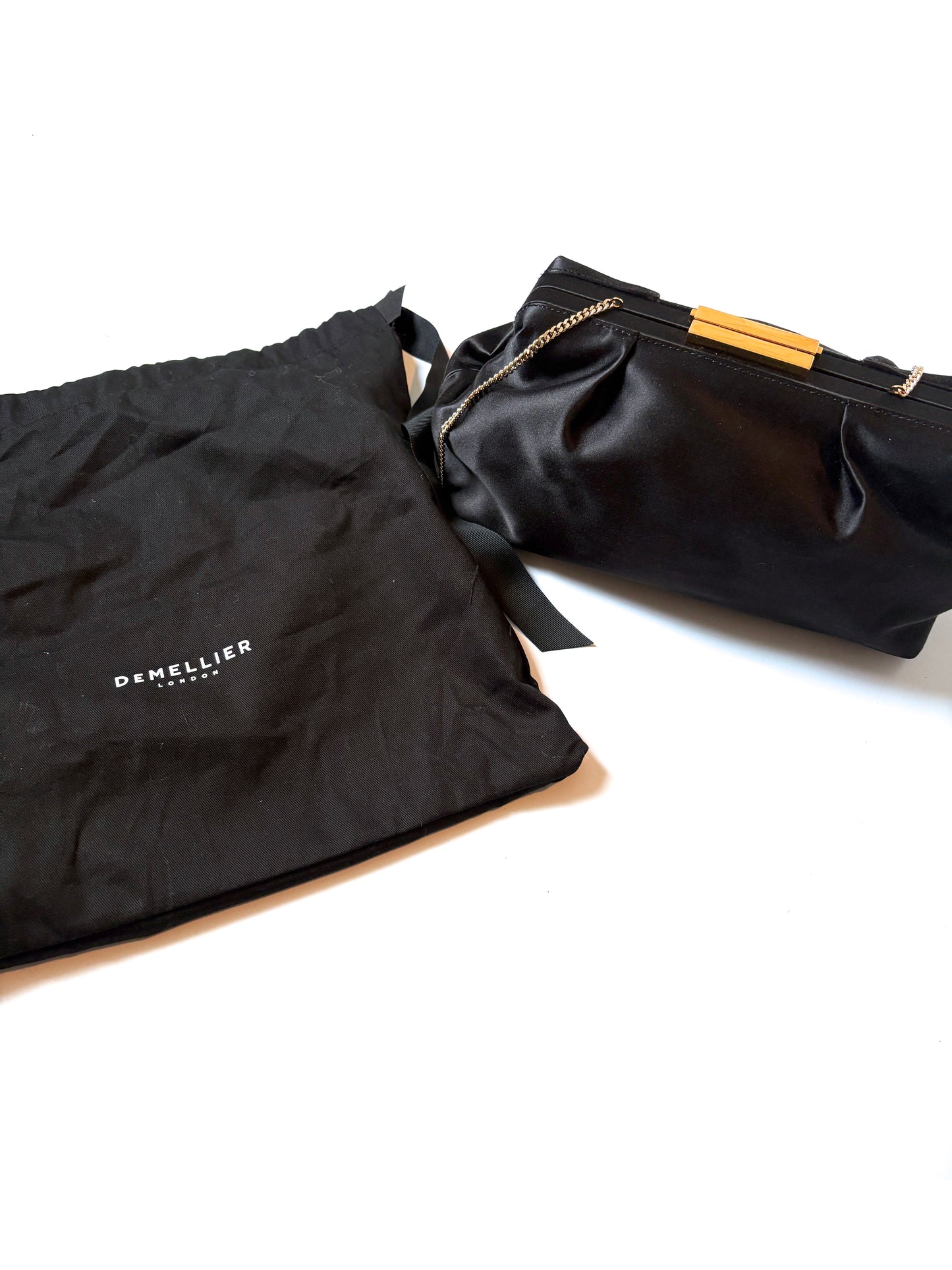 Demellier Black Satin Bag