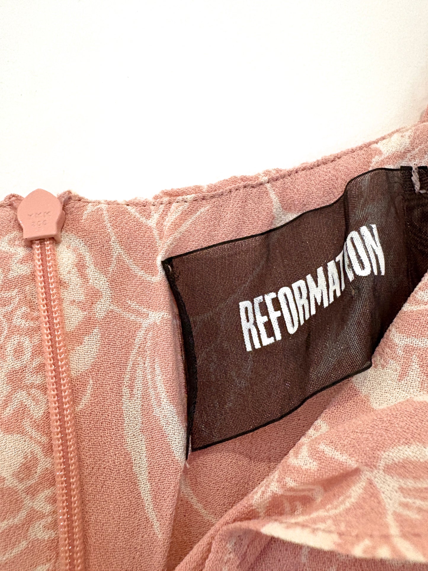 Reformation Pink Ruffle Dress UK 8