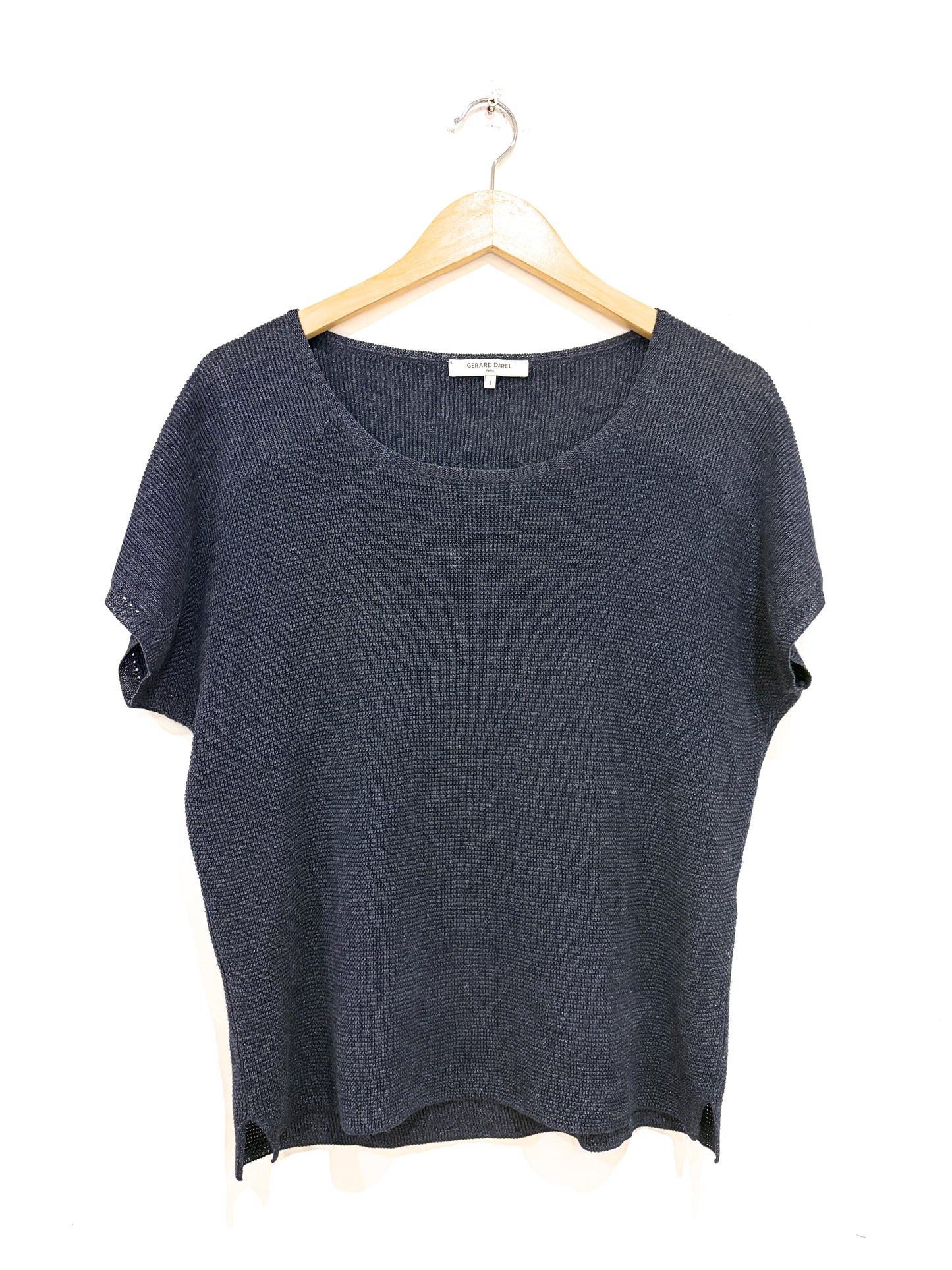 Gerard Darel Blue Shimmer Knit Top S