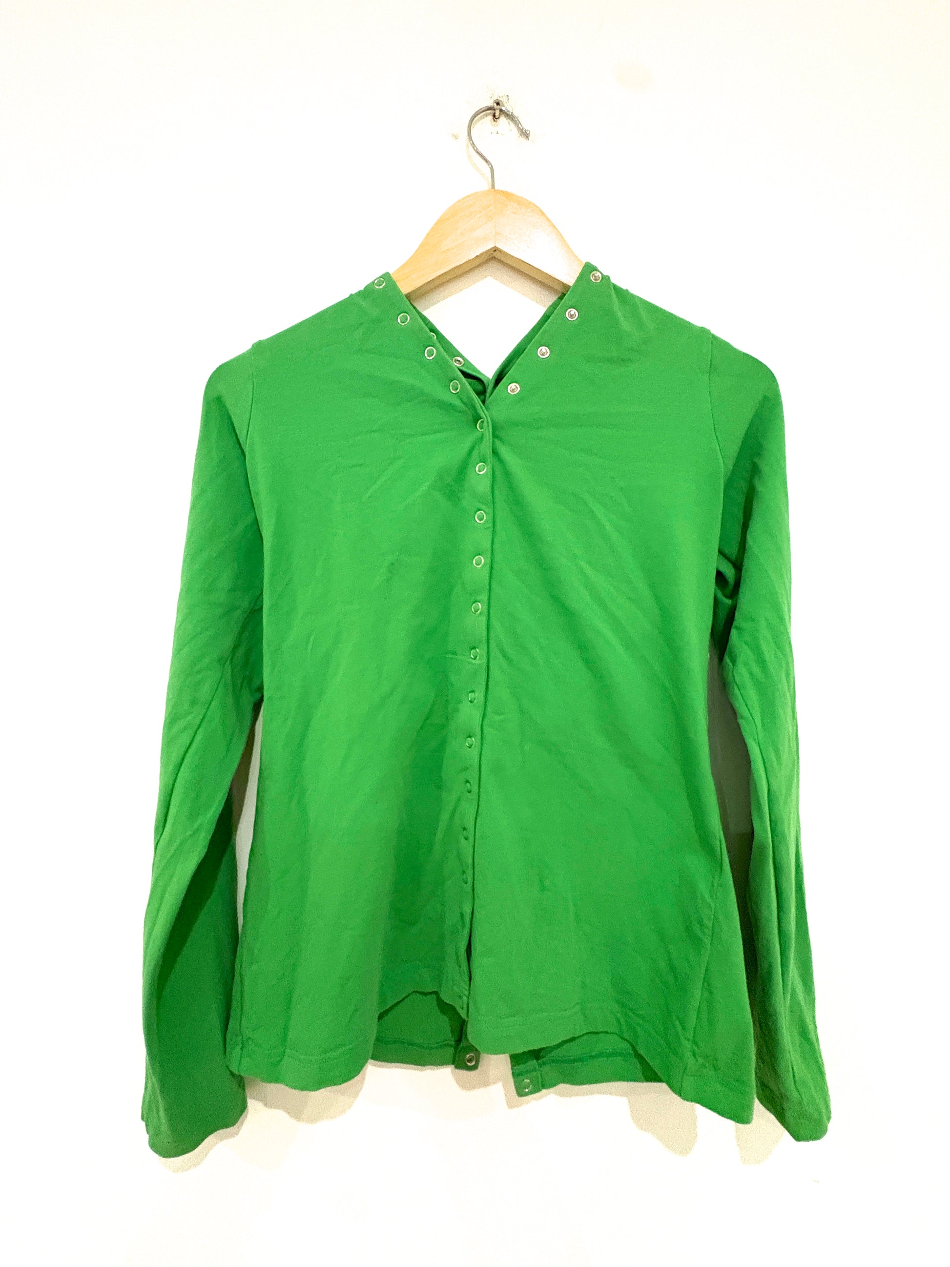 Molly Goddard Lenore Snap Green Jersey Top 