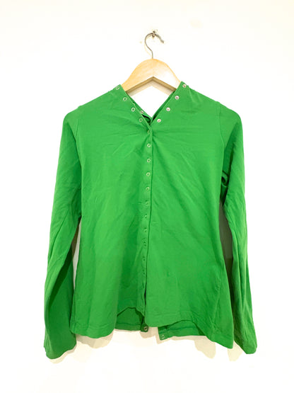 Molly Goddard Lenore Snap Green Jersey Top 