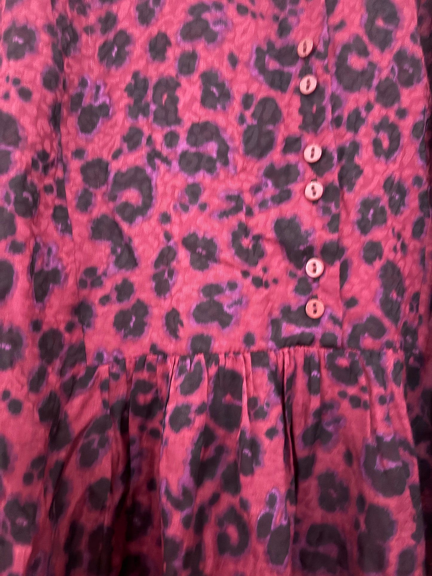 Ba&Sh Raspberry Leopard Shirt Dress L