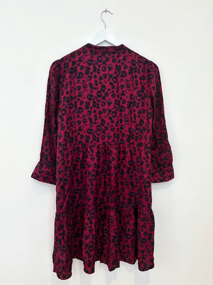 Ba&Sh Raspberry Leopard Shirt Dress L