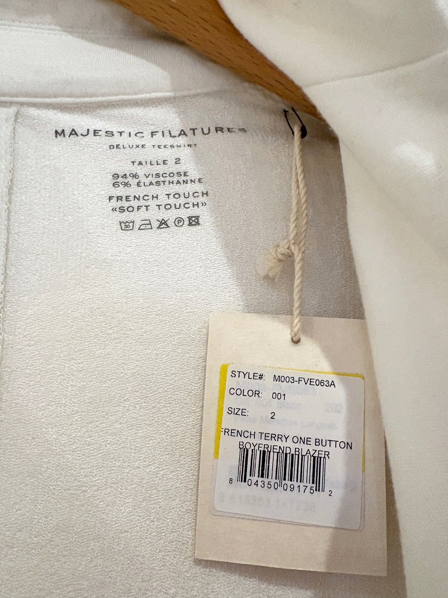 New With Tags Majestic Filatures White Blazer M