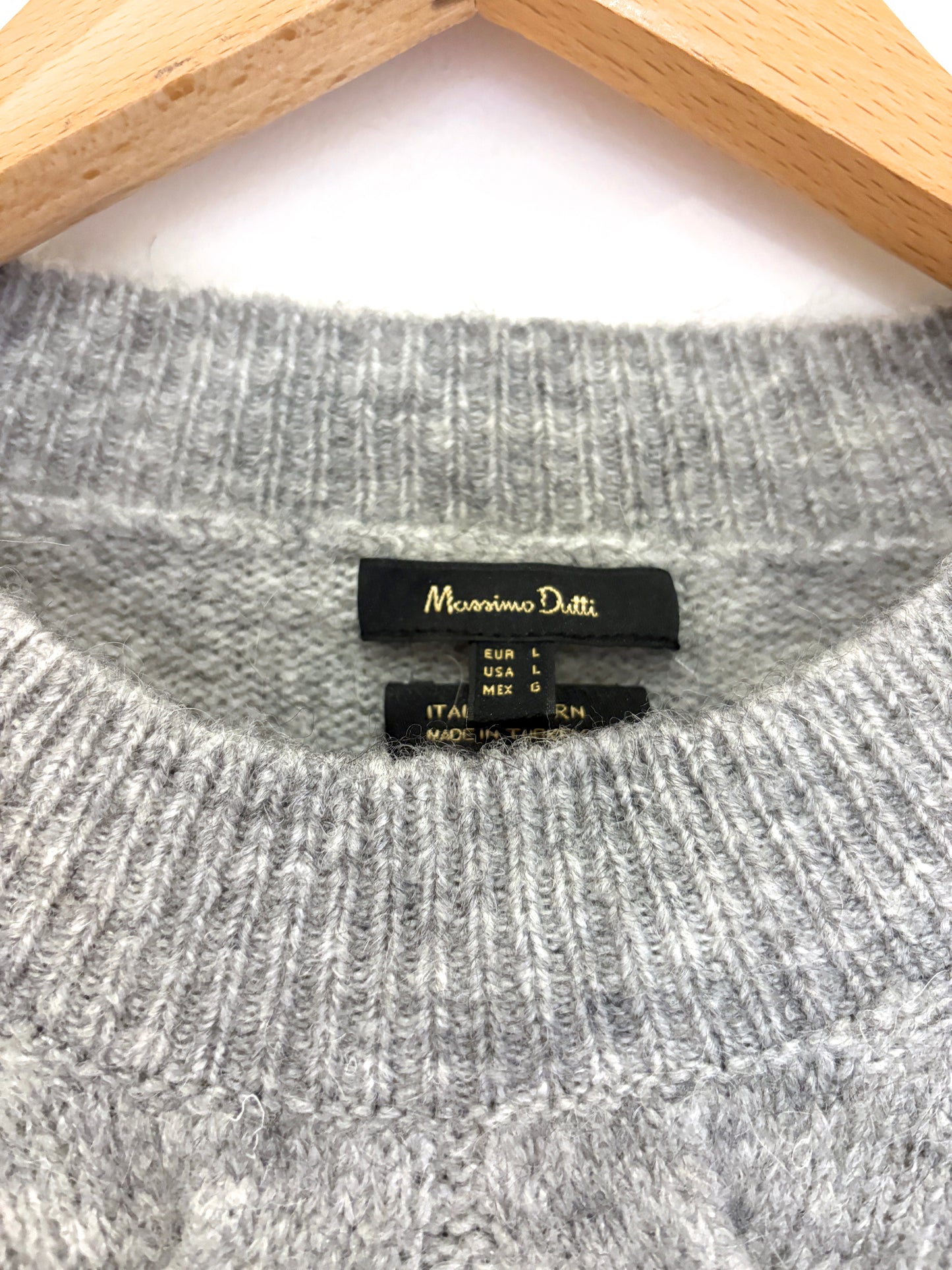 Massimo Dutti Grey Cable Knit L