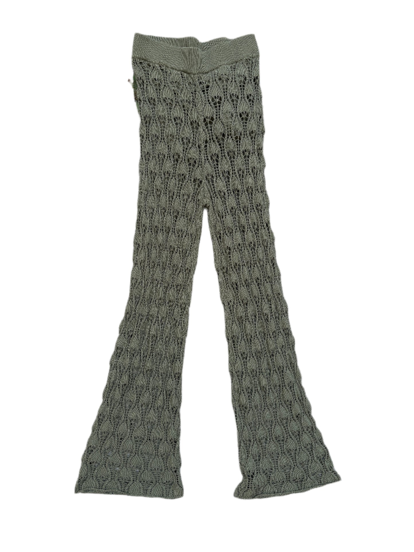 Topshop Crochet Green Flared Trousers S