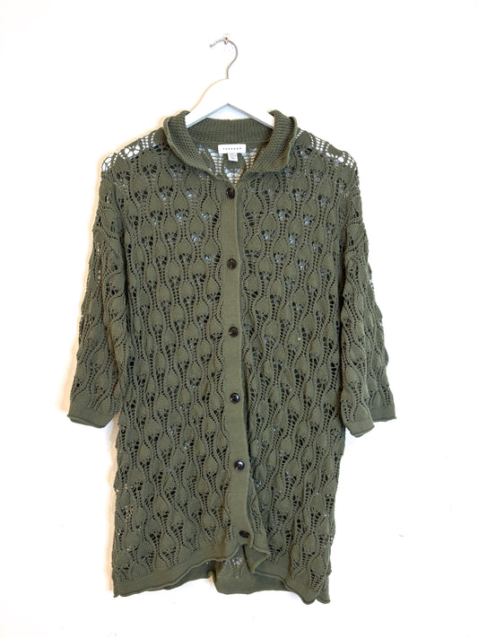 Topshop Crochet Green Cardigan S
