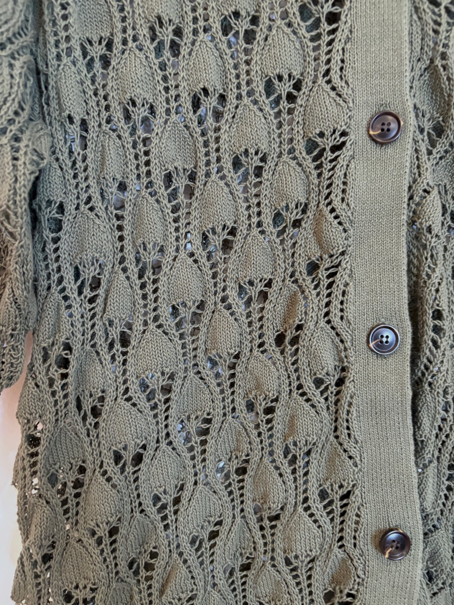 Topshop Crochet Green Cardigan S