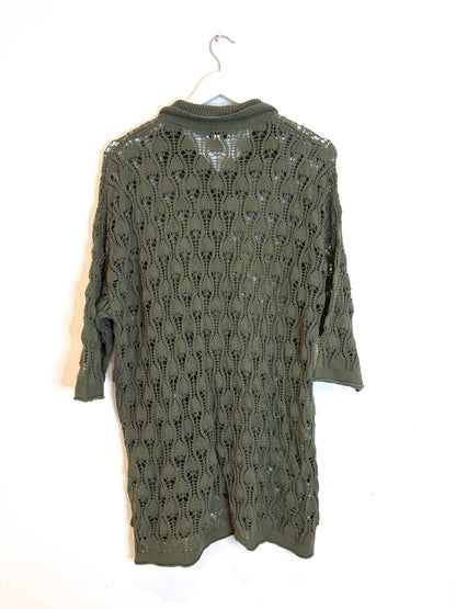 Topshop Crochet Green Cardigan S