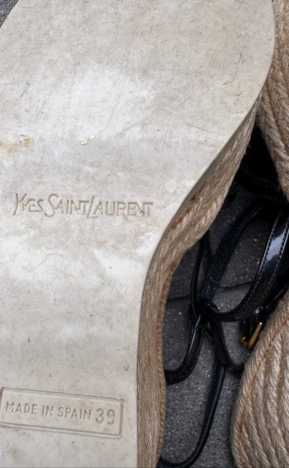 Yves Saint Laurent Black Patent Leather Wedges EU 39
