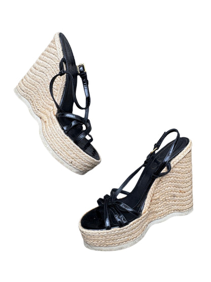 Yves Saint Laurent Black Patent Leather Wedges EU 39