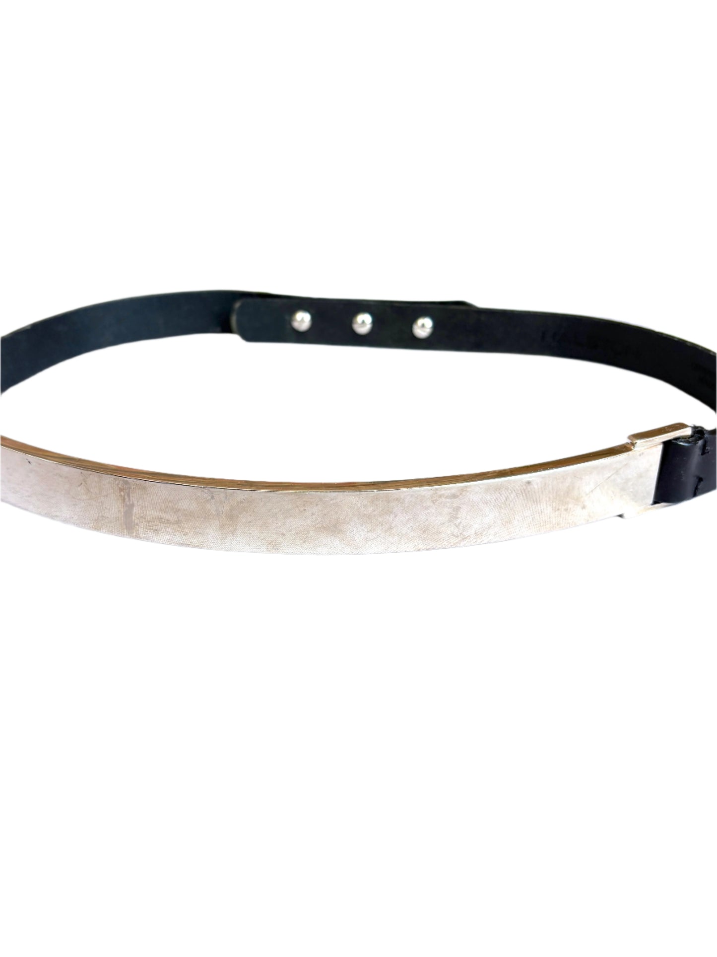 Halston Silver Leather Belt M