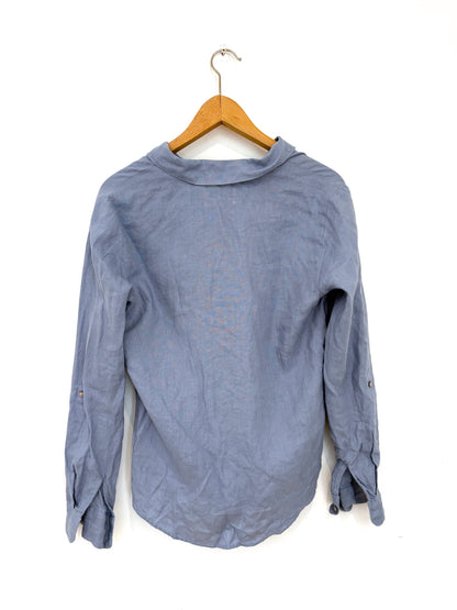 Farhi by Nicole Farhi Blue Linen Shirt XS