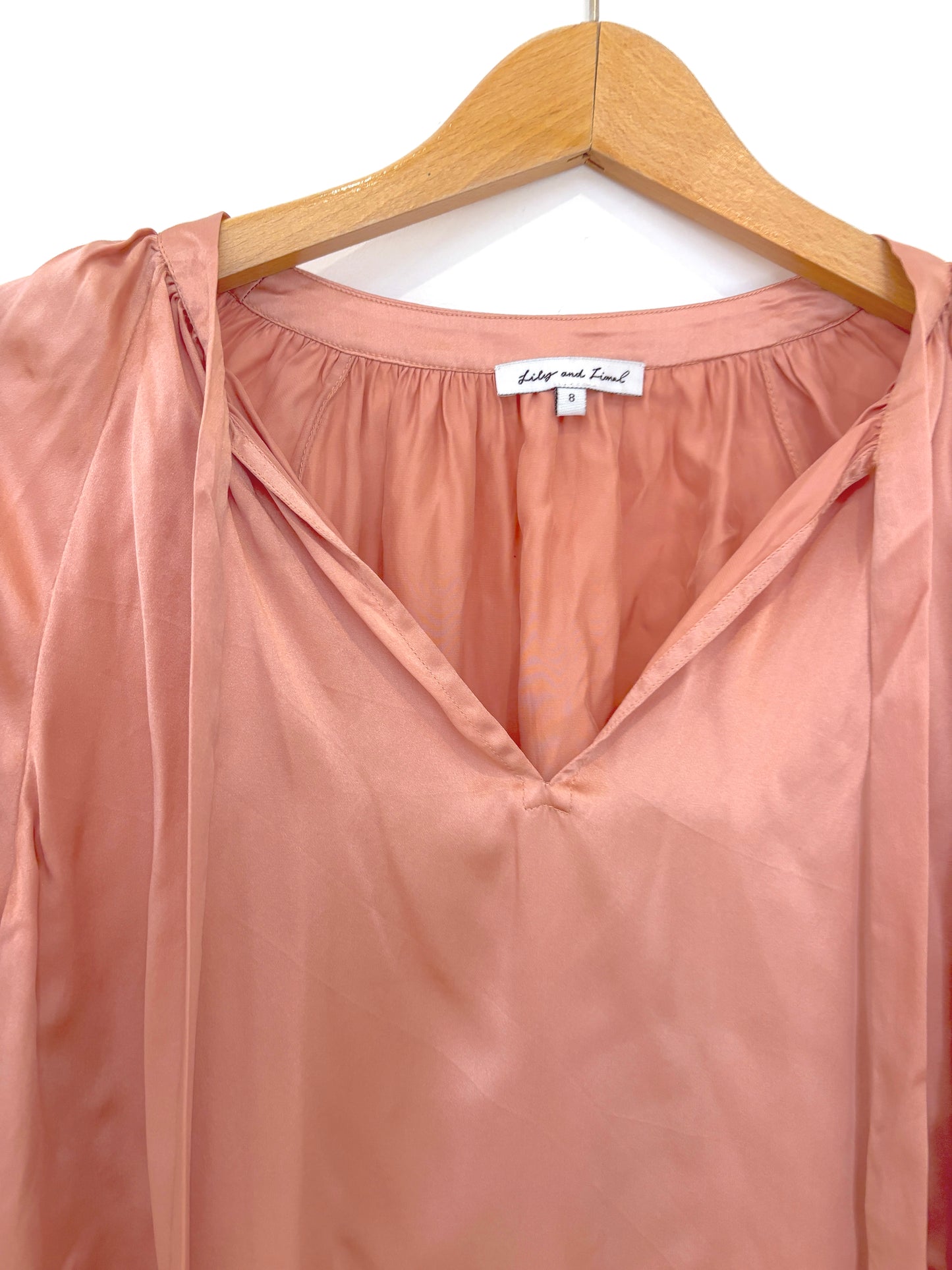 Lily & Lionel Silk Peach Blouse UK 8