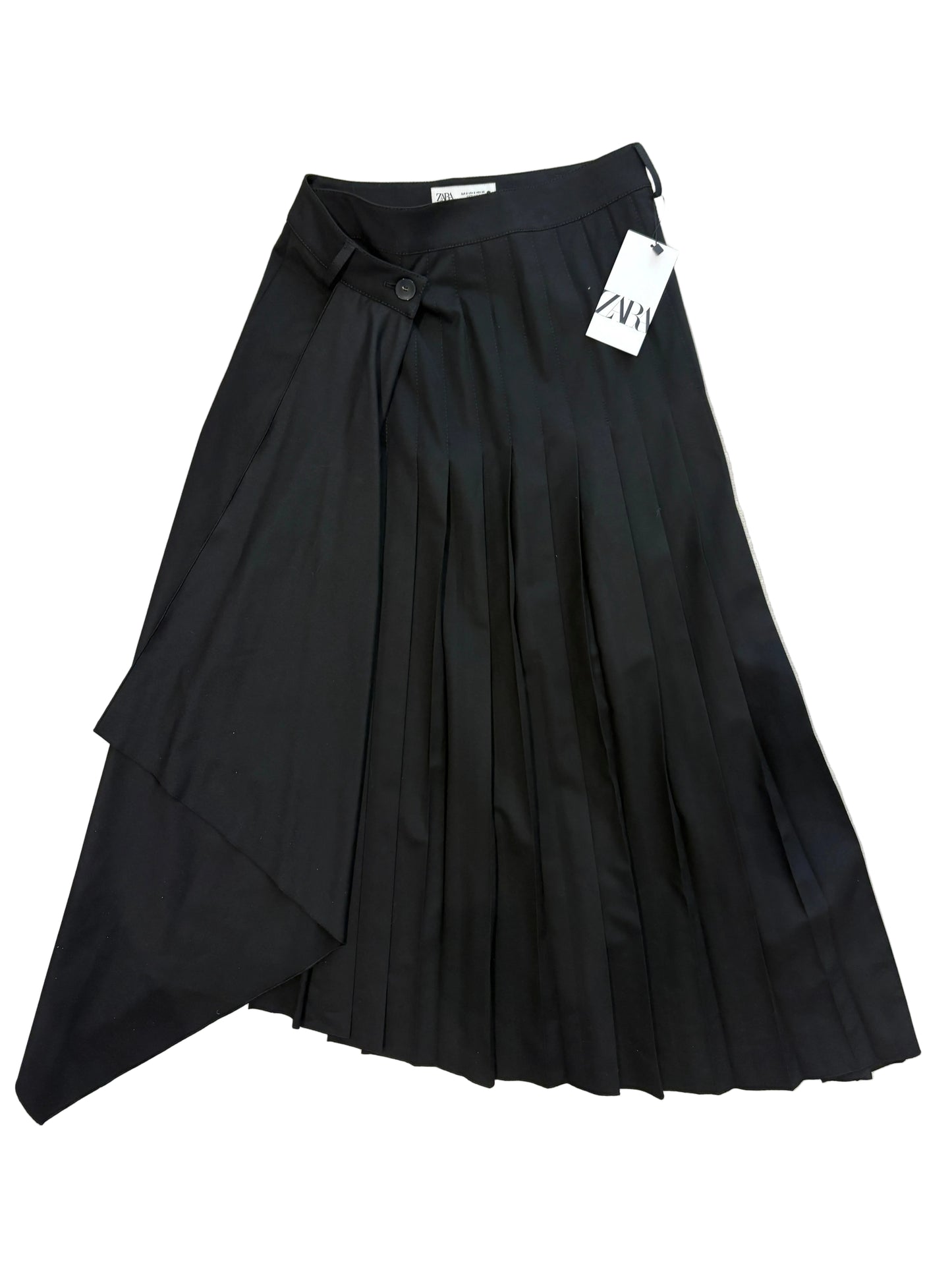 Zara Asymmetric Pleated Midi Skirt