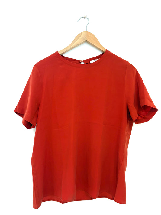The Fold Burrnt Orange Silk Blouse UK 12