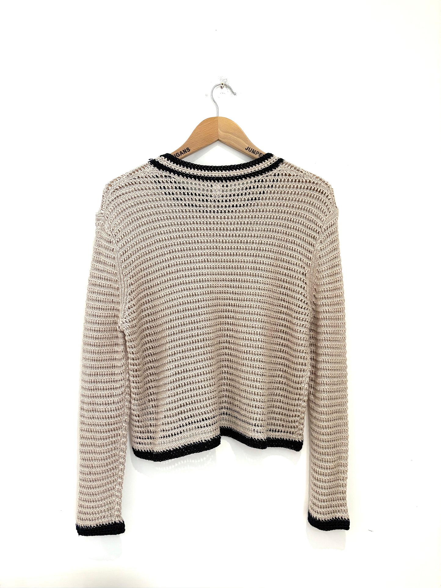Reiss Neutral Linen Blend Knitted Crew Neck Jumper M