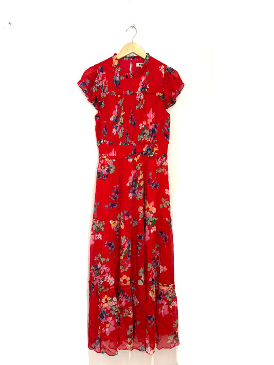 Boden Red Sleeveless Ruffle Dress