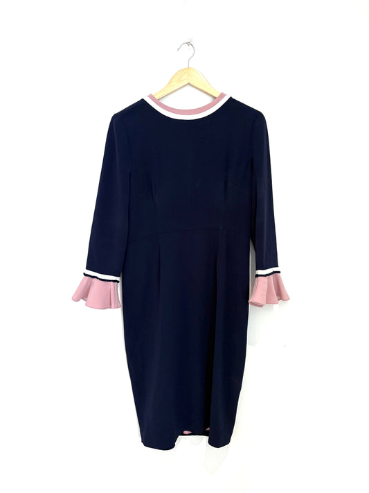 The Fold Rosnaree Navy and pink dress