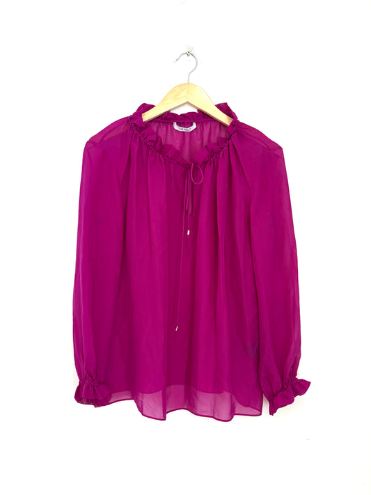 The Fold Fuschia Purple Silk Blouse