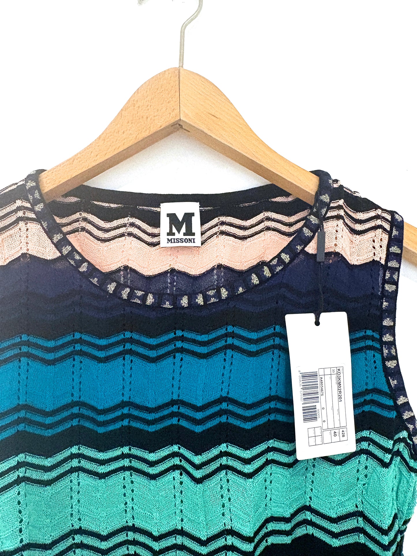 New With Tags M Missoni Blue Crochet Top UK 8
