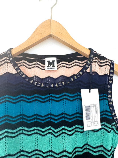New With Tags M Missoni Blue Crochet Top UK 8