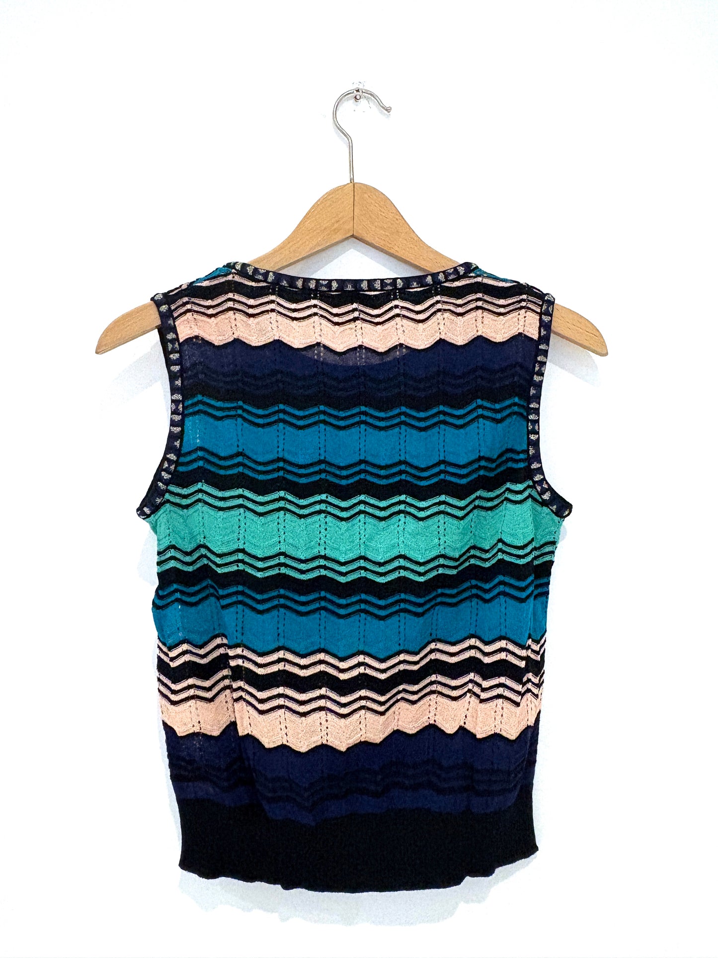 New With Tags M Missoni Blue Crochet Top UK 8