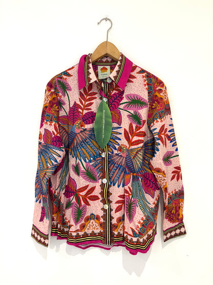 New With Tags Farm Rio Macaw Print Shirt S