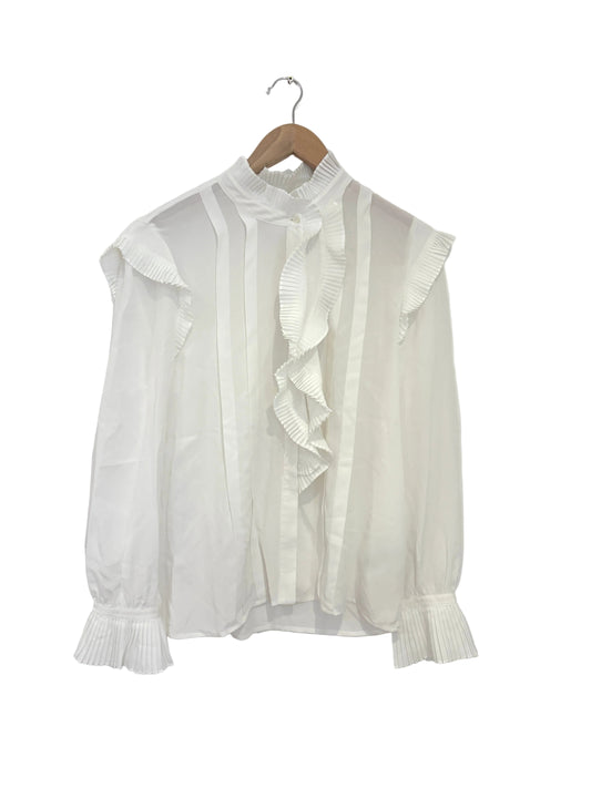 The Fold White Ruffle Blouse