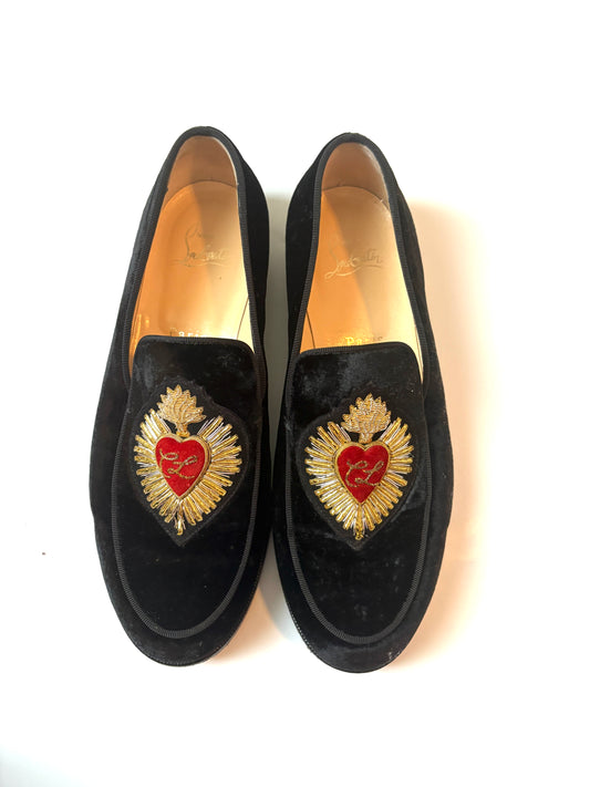 Christian Louboutin Perou Corazon Velvet Loafers