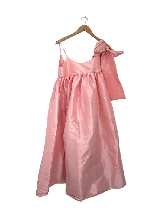 Kika Vargas Pink Bow Taffeta Dress
