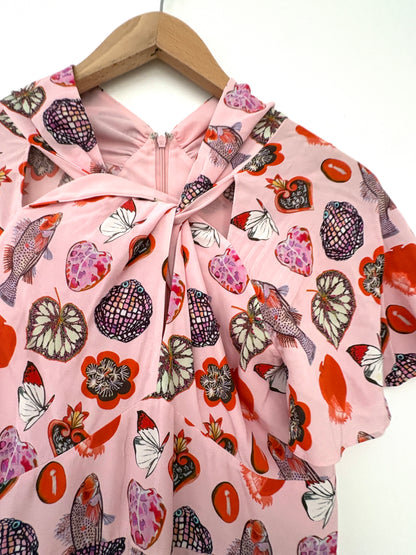 Temperley Blush Printed Crepe Dress UK 6