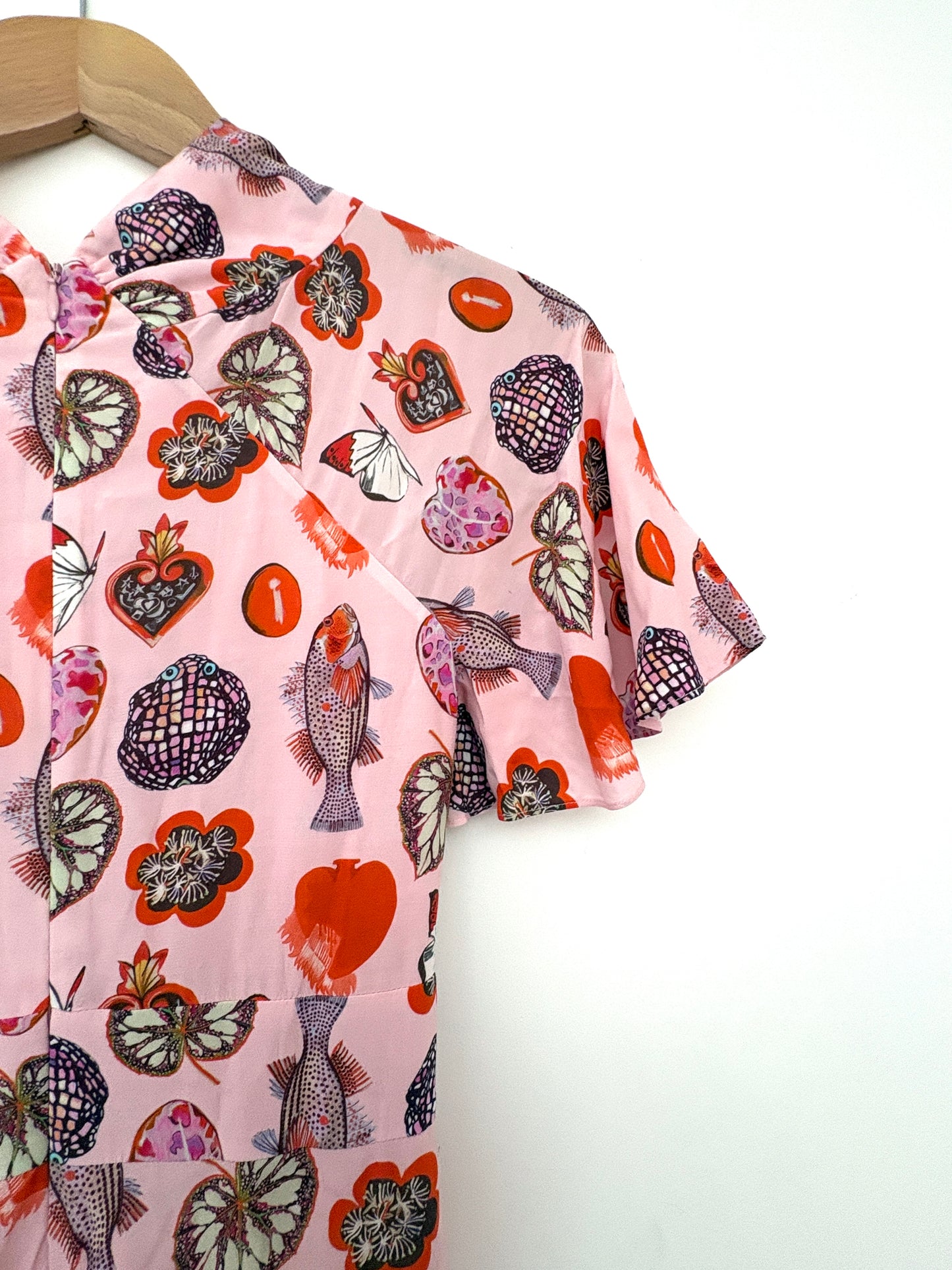 Temperley Blush Printed Crepe Dress UK 6